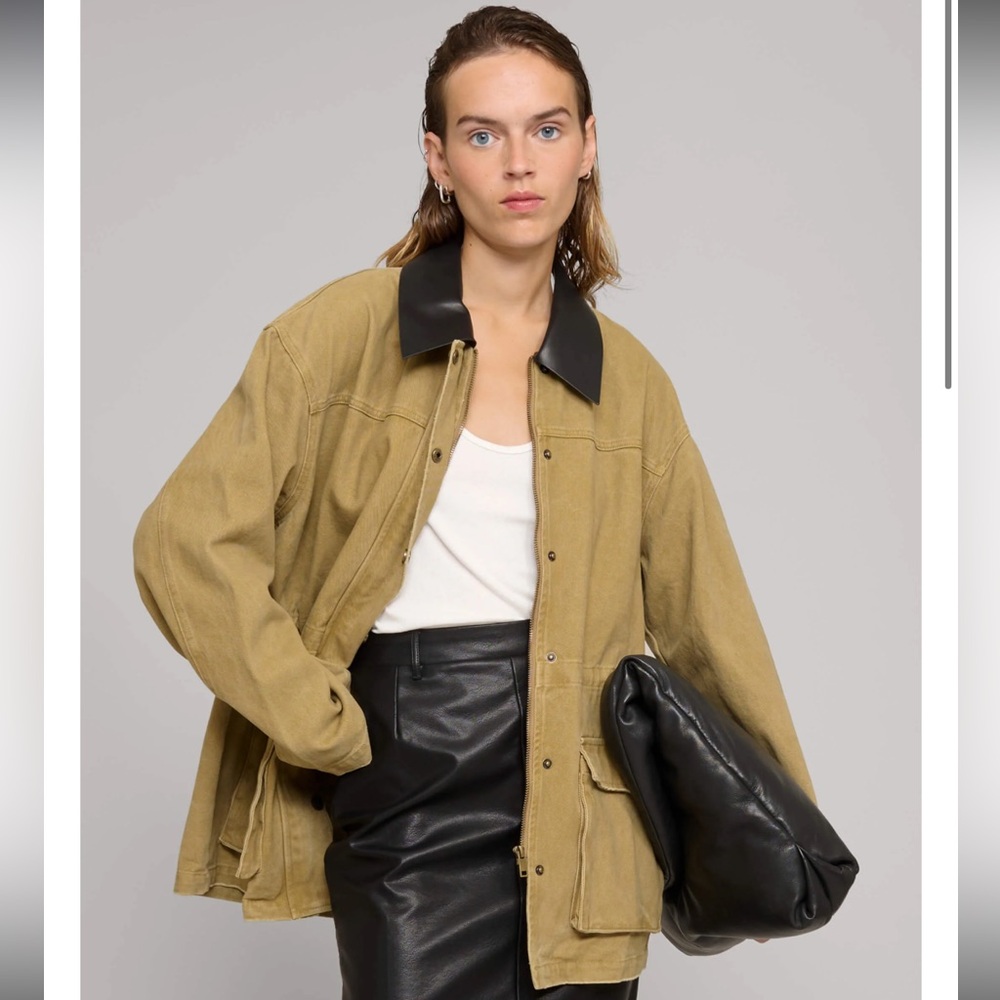 Pixie Market - Leather Collar Barn Jacket - image 1